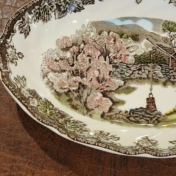 Vintage Friendly Village Johnson Bros vintage transferware small oval server - Picture 5 of 13